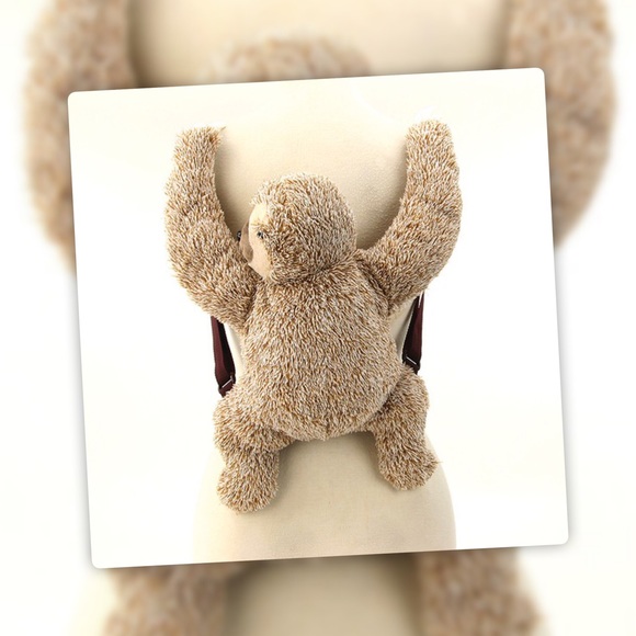 RESTOCK Happy Kids Sloth Plush FairyTale 3-Toe Ombre Brown Backpack Bag - Picture 7 of 8